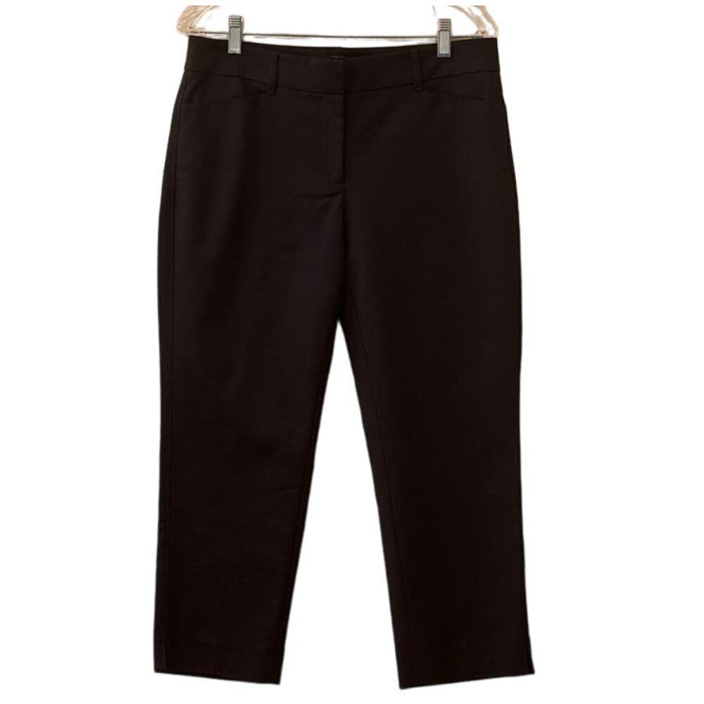 WHBM Black Mid-Rise Perfect Form Straight Crop Pants with Pockets Size 8